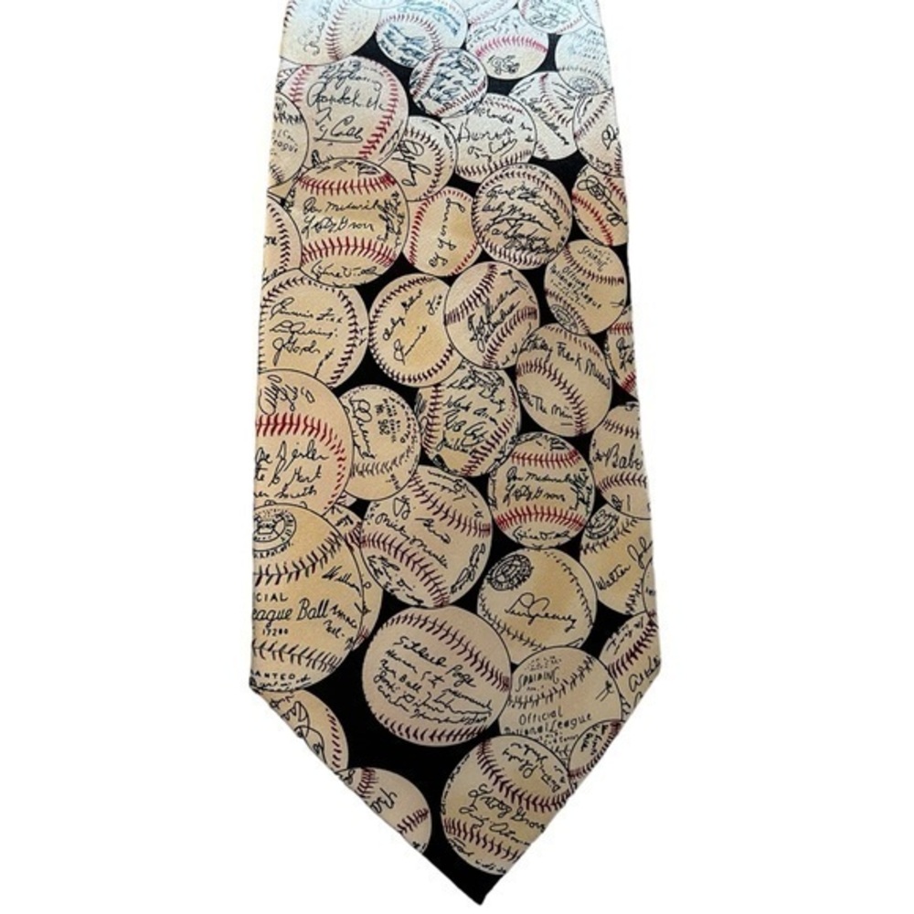 Museum Artifacts 100% Silk Tie - Authentic Baseballs & Signatures 1902-1939